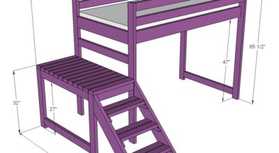 Ana White Camp Loft Bed Stair Junior Height Diy