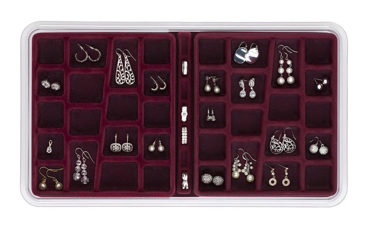 Burgundy Jewelry Earring Drawer Organizer Set