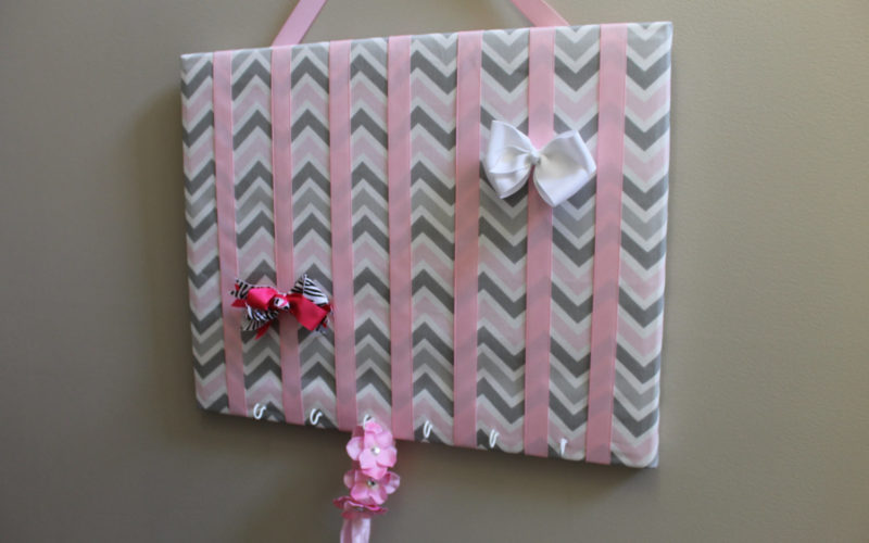 Hair Bow Holder Large Pink Grey Chevron Hairbow Organizer