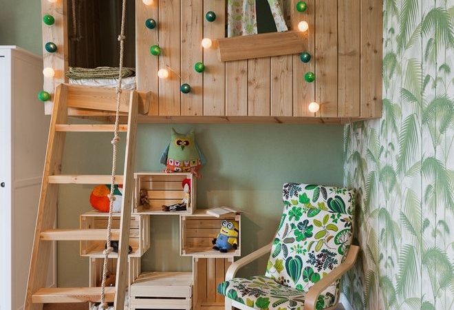 Indoor Tree House Kids Contemporary Green Accents