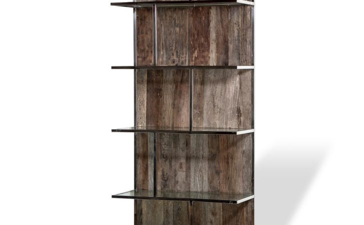 Nova Industrial Loft Recycled Elm Wood Metal Bookcase