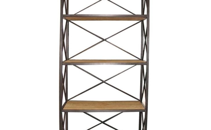 Stockport Metal Wood Industrial Rustic Open Bookcase