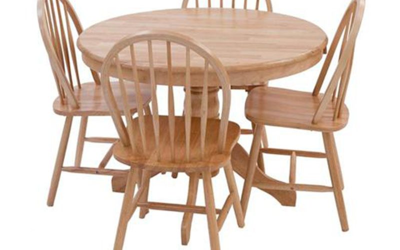 York Round Oak Dining Table Four Chairs